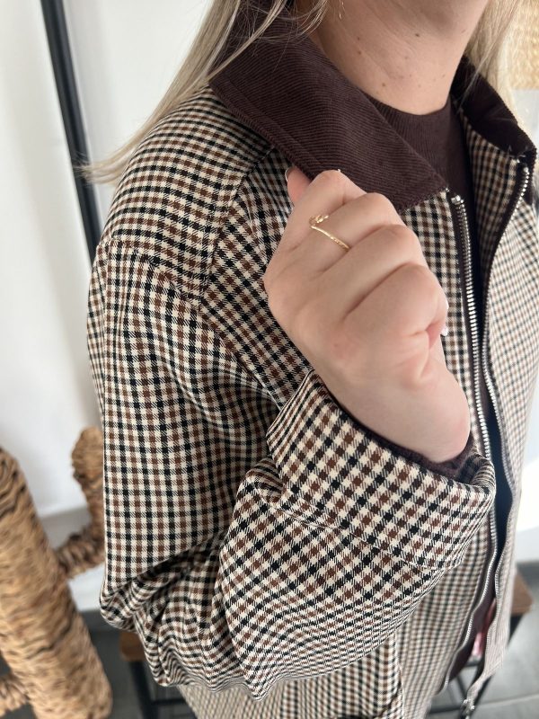 veste princes de galles col velours pour femme