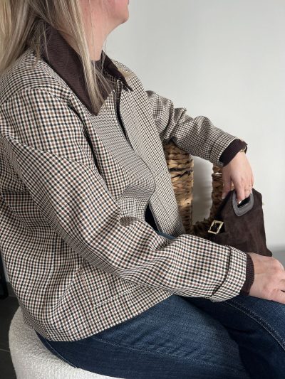 veste princes de galles pour femme col velours