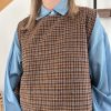 pull sans manches carreaux pour femme