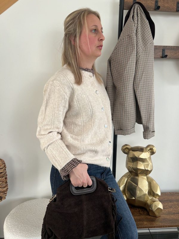 Pull chemise écru