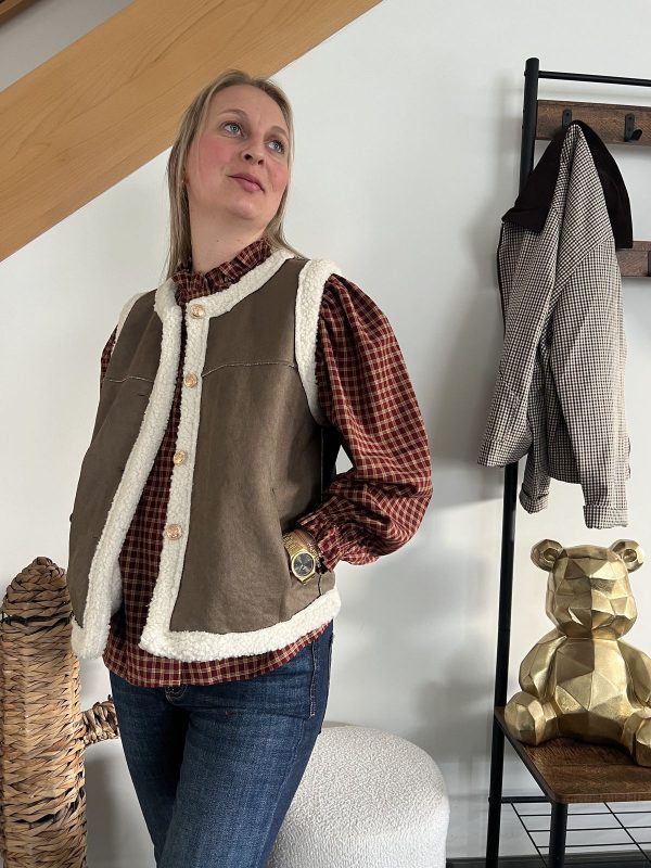 gilet sans manches kaki pour femme