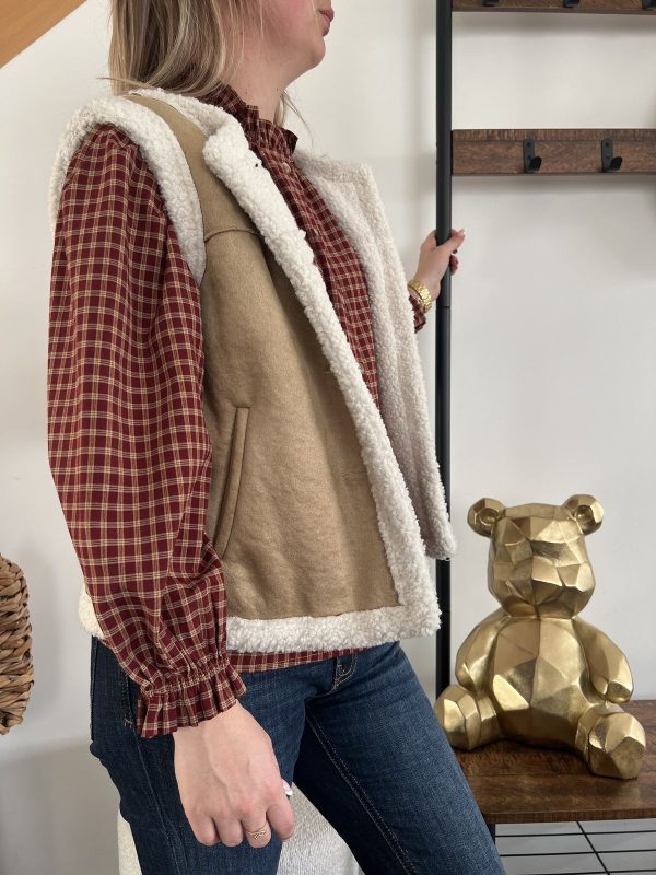 Gilet sans manches beige