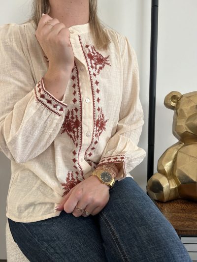 blouse pour femme avec broderie terracotta