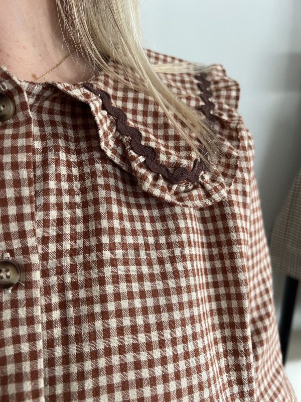 Chemise col claudine marron