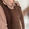 chemise femme col claudine marron