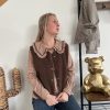 Chemise col claudine marron
