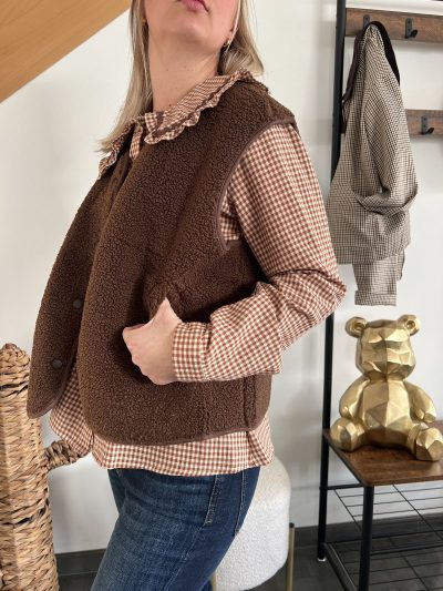 gilet sans manche marron pour femme