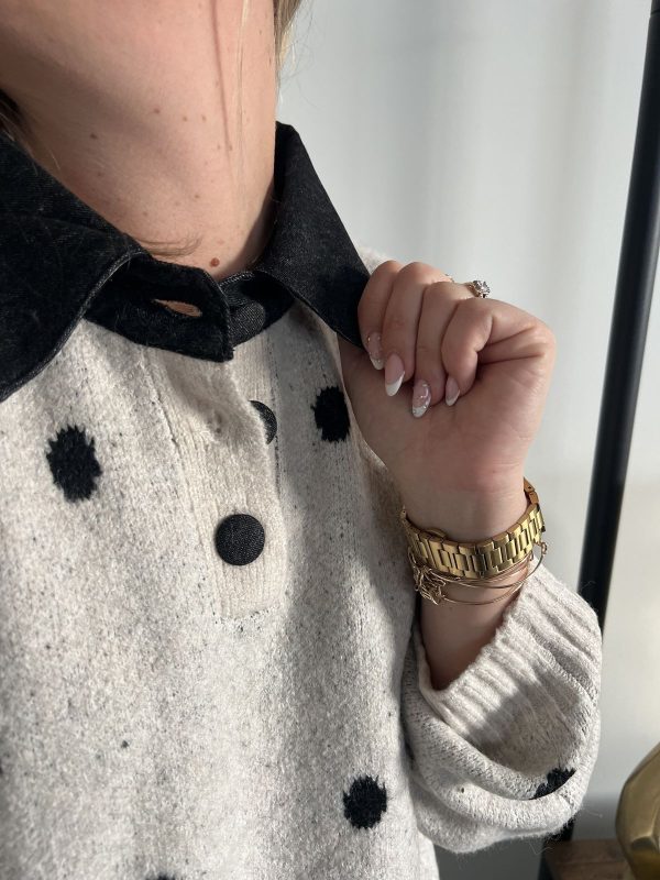 Pull gris à pois