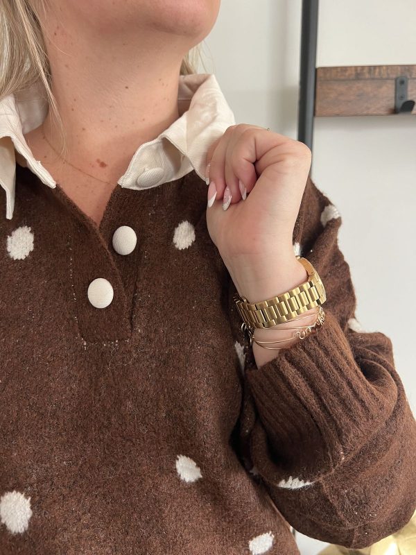 Pull marron à pois