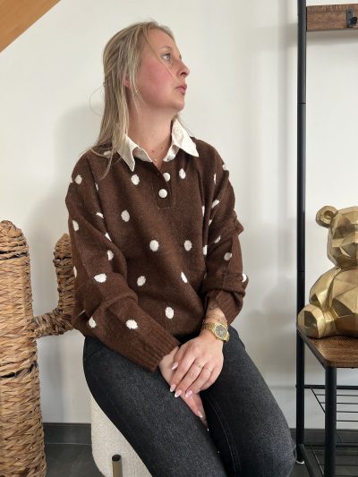 Pull marron à pois pull marron à pois pour femme