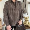 chemise femme à carreaux chocolat