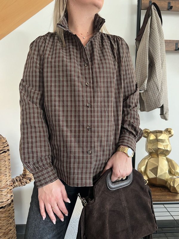 chemise femme à carreaux chocolat