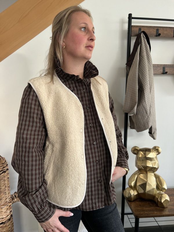 Gilet mouton sans manches beige