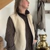 gilet sans manches pour femme effet mouton beige