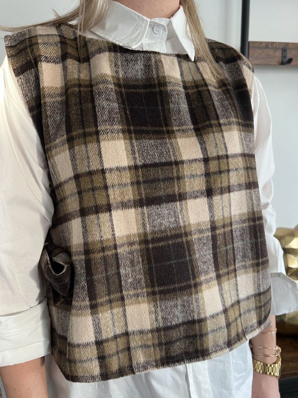 pull sans manches kaki