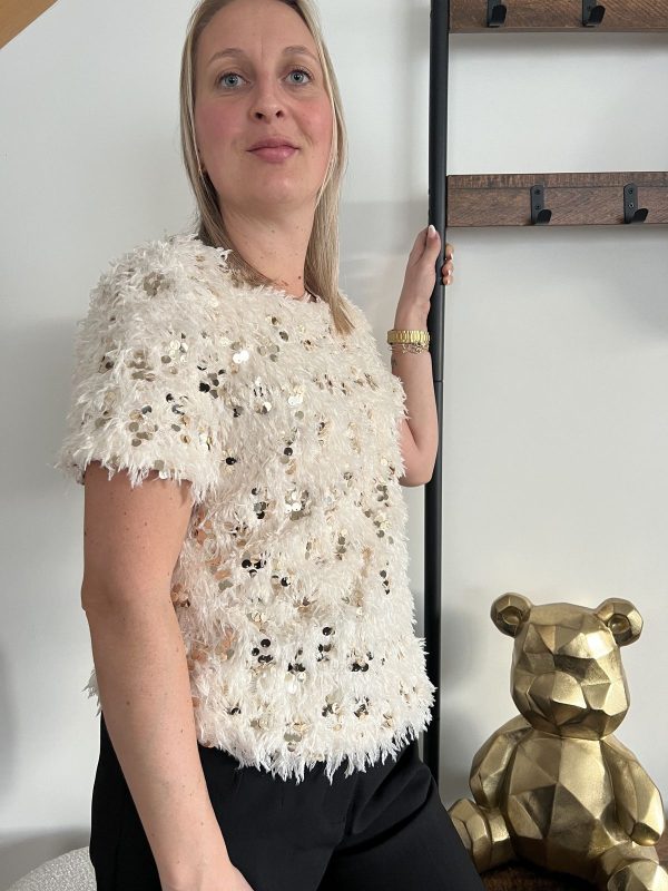 top fête en sequins et froufrous