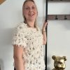 Top froufrou à sequins écru