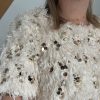 Top froufrou à sequins écru