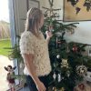 Top froufrou à sequins écru