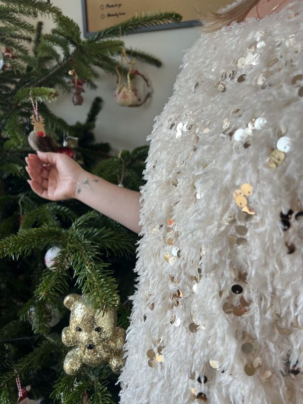 Top froufrou à sequins écru