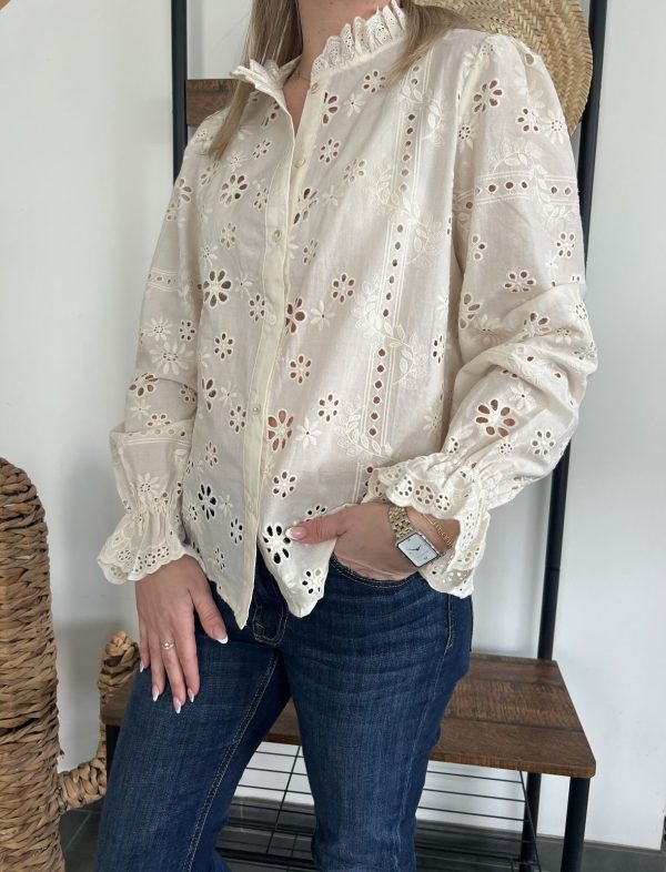 Chemise en broderie anglaise écru