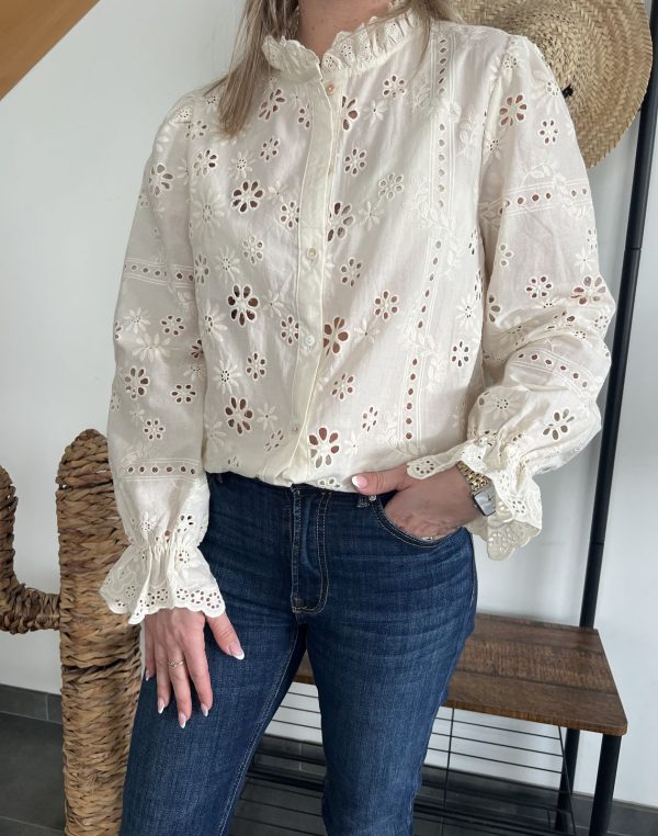 Chemise en broderie anglaise pour femme