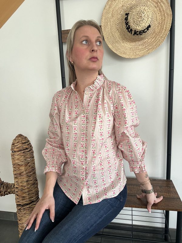 Blouse fleurie rose