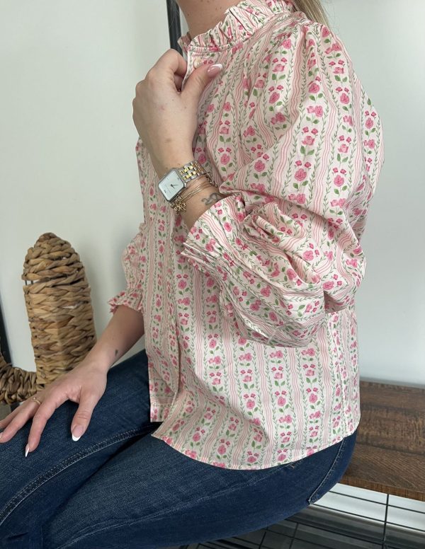 Blouse fleurie rose