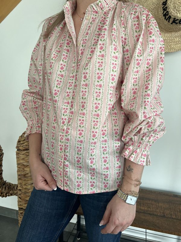 Blouse fleurie rose