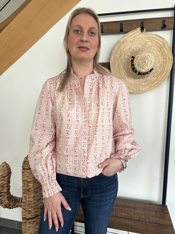 Blouse fleurie rose