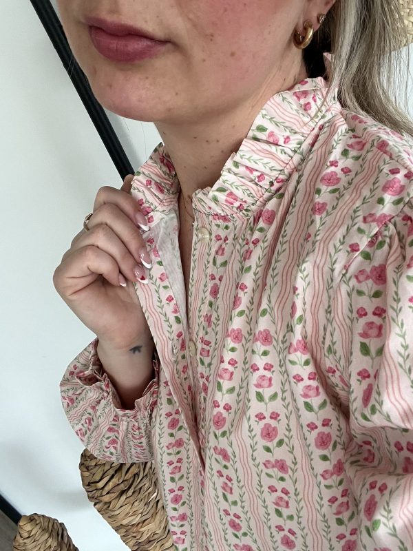 Blouse fleurie rose
