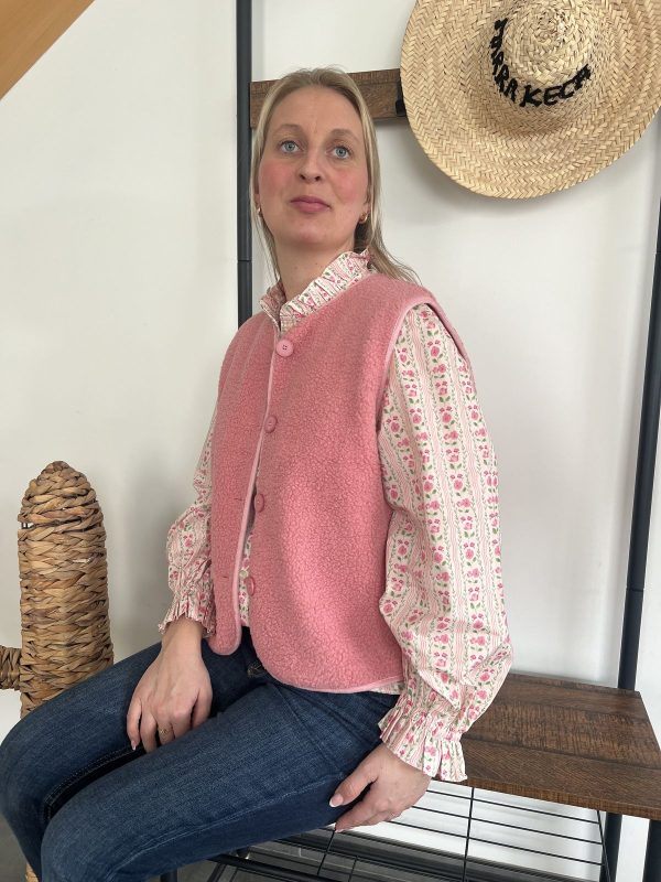 veste sans manches rose