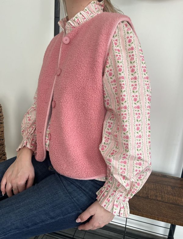 veste sans manches rose