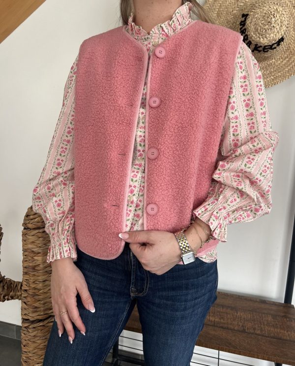 veste sans manches rose