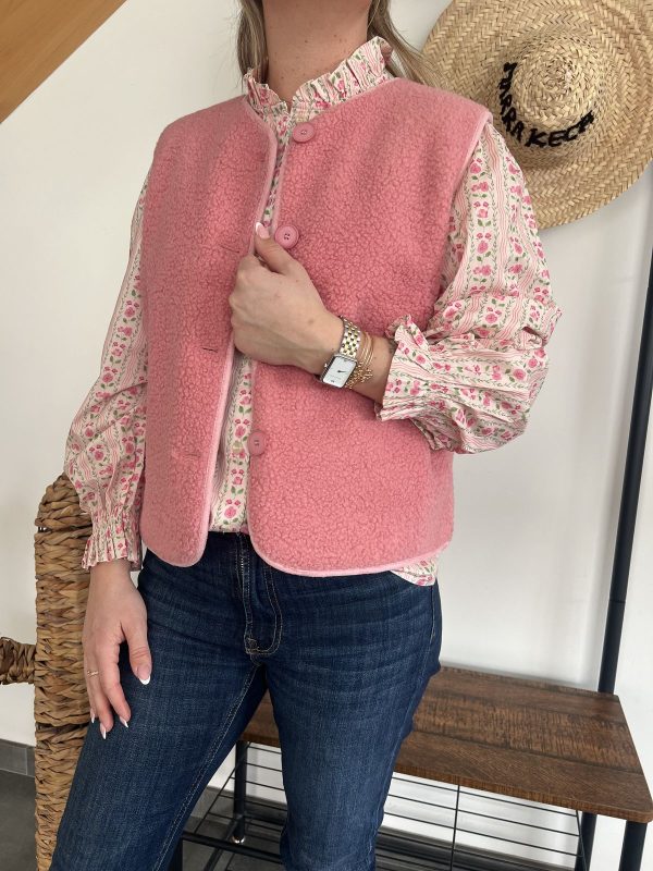 veste sans manches rose