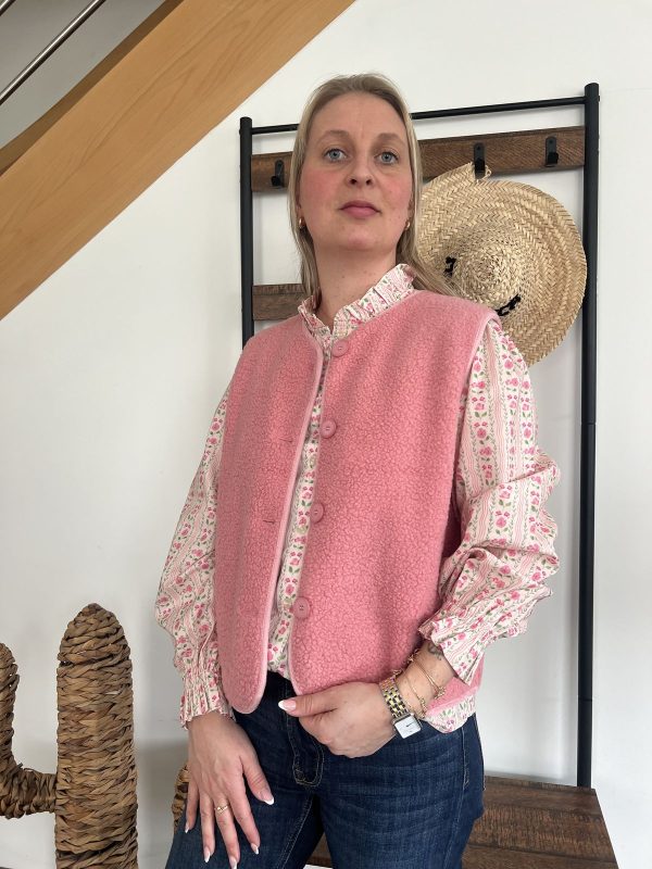 veste sans manches rose