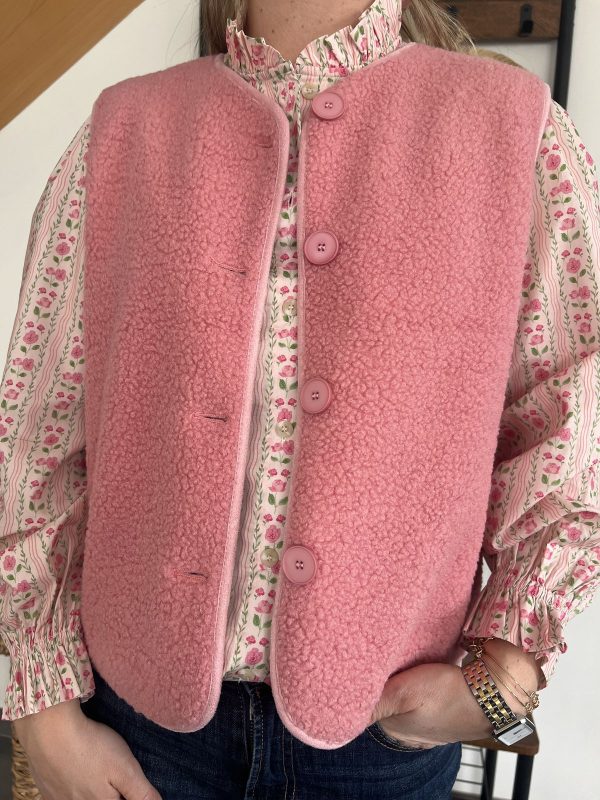 veste sans manches rose