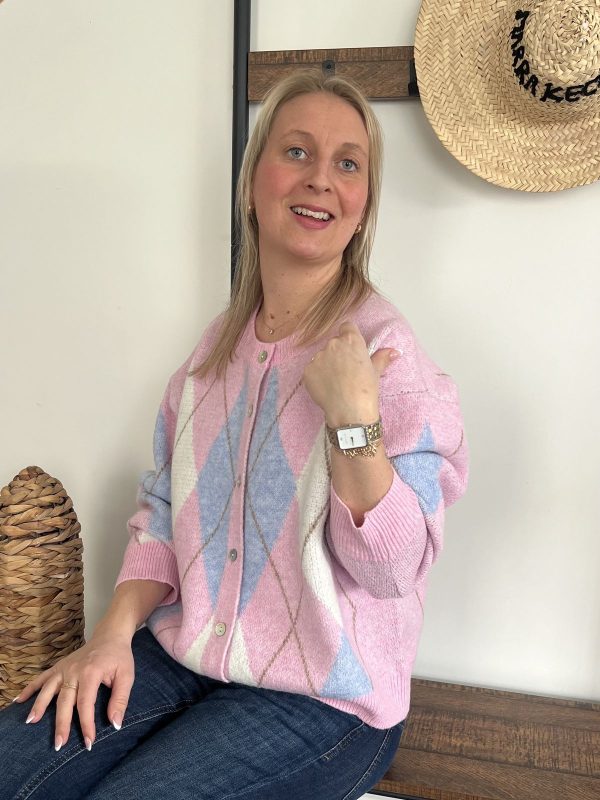 Gilet losanges rose