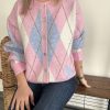 gilet losanges rose