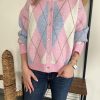 Gilet losanges rose
