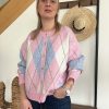 Gilet losanges rose