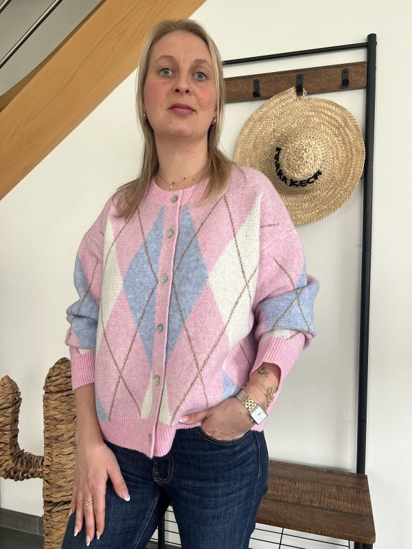 Gilet losanges rose