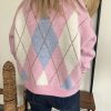 Gilet losanges rose