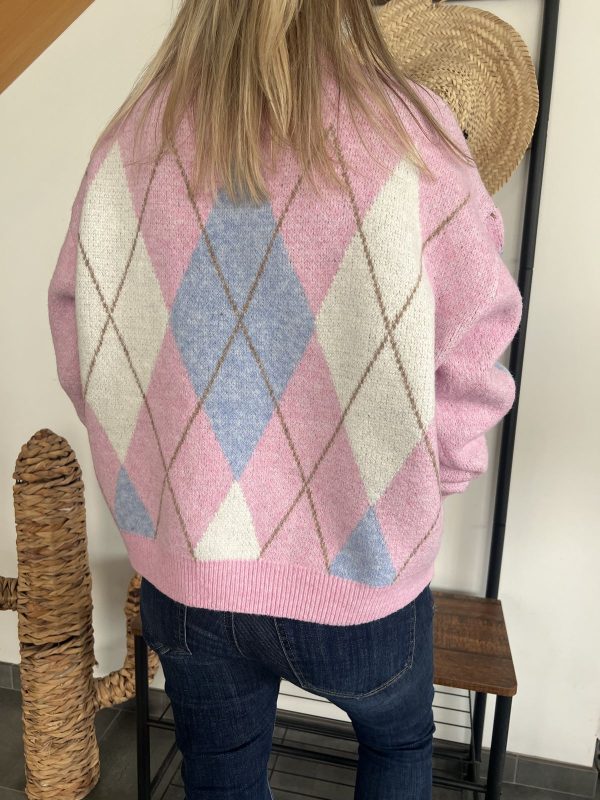 Gilet losanges rose