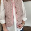 veste sans manches fleurie rose