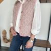 veste sans manches fleurie rose