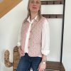 veste sans manches fleuri rose