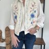 veste sans manches brodée fleurie