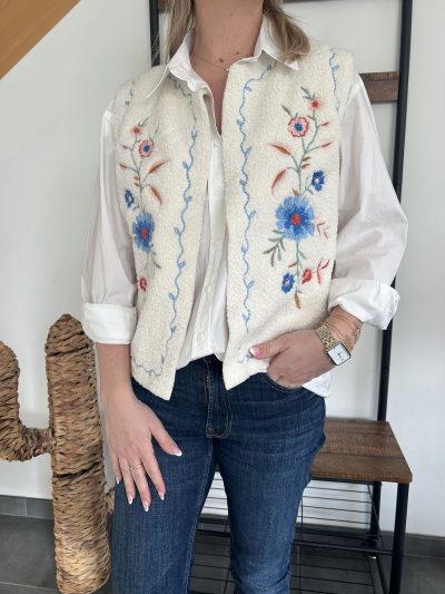 veste brodée fleuris veste sans manches brodée fleurie