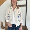 veste sans manches brodée fleurie